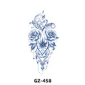 Semi-permanent herbal juice temporary tattoo sticker with blue roses and elegant floral design. - GZ-458 / 180X110MM