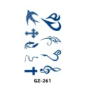 Herbal temporary tattoo sticker sheet featuring various cute designs like birds and crosses. - GZ-261 / 110x180mm