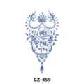 Blue rose floral temporary tattoo sticker, waterproof botanical fake tattoo body art design. - GZ-459 / 180X110MM