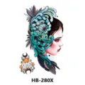 Autocollant de tatouage temporaire étanche avec motif de femme et de fleur pour la mode. - HB-280X / 210*148mm