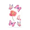 Watercolor pink butterfly temporary tattoo sticker set, elegant floral body art design. - K-532