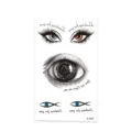 Eye pattern temporary tattoo sticker sheet with inspiring English quotes for cool body art. - X-540