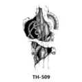 Biomechanical temporary tattoo sticker black mechanical cyborg skin tear design TH-509 - TH-509