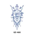 Semi-permanent blue floral lace juice herbal tattoo sticker waterproof body art design - GZ-460 / 180X110MM