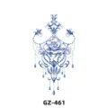 Semi-permanent herbal juice tattoo sticker featuring a blue floral lace chandelier design. - GZ-461 / 180X110MM