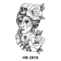 Autocollant de tatouage temporaire étanche pour hommes et femmes avec motif crâne et rose. - HB-281X / 210*148mm