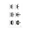 Black crown temporary tattoo stickers sheet minimalist line art body art transfer deco - Pattern X-011