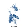 Herbal temporary tattoo sticker dark blue crow beetle body art waterproof long lasting design - GZ-264 / 110x180mm