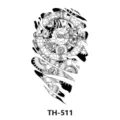 Waterproof temporary tattoo sticker featuring a mechanical clock gear design in black and white. - TH-511
