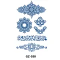 Herbal semi-permanent juice tattoo sticker featuring blue mandala and floral designs. - GZ-030