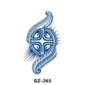 Blue tribal totem temporary tattoo sticker with geometric cross design SKU GZ-265 - GZ-265 / 110x180mm