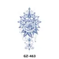 Herbal temporary tattoo sticker blue rose geometric design waterproof body art sticker variant - GZ-463 / 180X110MM