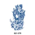 Waterproof semi-permanent herbal juice temporary tattoo sticker featuring anime samurai girl and roses. - GZ-379