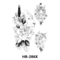 Waterproof temporary tattoo sticker sheet featuring lion tiger and floral line art designs. - HB-286X / 210*148mm