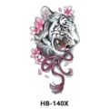 Autocollant de tatouage temporaire étanche avec design floral de tigre et fleur de cerisier. - Tigre Blanc rugissant (HB-140X)