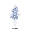 Herbal Juice Tattoo Sticker Blue Peony Geometric Temporary Tattoo Body Art SKU GZ-465 - GZ-465 / 180X110MM