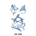 Herbal temporary tattoo sticker featuring marine tribal designs like shark dolphin and ray. - GZ-268 / 110x180mm