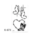 Adesivo per tatuaggio nero temporaneo con farfalla, cuore spinoso e stelle per la decorazione. - K-673