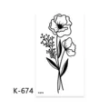Tatuaggio temporaneo floreale minimalista in bianco e nero, elegante design con linee botaniche - K-674