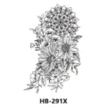 Temporary tattoo sticker black mandala sunflower floral design body art waterproof transfer - HB-291X / 210*148mm