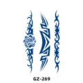 Blue tribal herbal tattoo sticker variant, temporary geometric body art design for men and women. - GZ-269 / 110x180mm