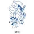 Herbal semi-permanent tattoo sticker featuring Japanese fox mask and samurai girl design. - GZ-034
