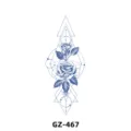 Temporary tattoo sticker featuring elegant blue geometric roses design, waterproof body art. - GZ-467 / 180X110MM