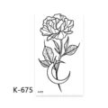 Adesivo per tatuaggio temporaneo floreale con luna crescente, design minimalista. - K-675