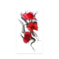 Red poppy flower temporary tattoo sticker variant, vibrant botanical floral art. - K-539