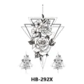 Geometric rose temporary tattoo sticker waterproof black line art design sheet - HB-292X / 210*148mm