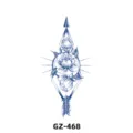 Semi-permanent herbal tattoo sticker featuring geometric arrow and peony flower design, waterproof. - GZ-468 / 180X110MM
