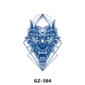 Waterproof temporary tattoo sticker featuring a geometric wolf head design for body art decor. - GZ-384
