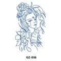 Herbal semi-permanent juice tattoo sticker featuring traditional geisha design variant GZ-036. - GZ-036