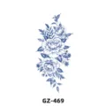 Blue peony floral temporary tattoo sticker, realistic botanical body art waterproof design. - GZ-469 / 180X110MM