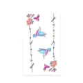 Colorful hummingbird and flower temporary tattoo sticker sheet for body art design. - K-540
