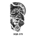 Autocollant de tatouage temporaire imperméable lion horloge rose noir et blanc pour bras. - Lion Horloge Engrenage (XQB-379)