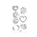 Waterproof temporary tattoo sticker black floral geometric heart body art design sheet. - Floral Heart Style (K-054)