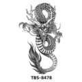 Sticker de tatouage demi-manche dragon étanche, conception d'art corporel croquis noir. - TBS-8478 Dragon Oriental Réaliste