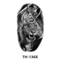 Black and white lion clock temporary tattoo sticker waterproof body art design sticker - TH-136X