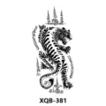 Autocollant de tatouage temporaire de tigre noir et blanc style thaïlandais pour bras corps. - Tigre Écriture (XQB-381)