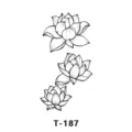 Autocollant de tatouage temporaire de fleur de lotus noir et blanc variante SKU T-187. - T-187 / 60x105mm