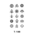 Feuille de tatouage temporaire noire minimaliste avec lotus de yoga et art de ligne géométrique. - T-188 / 60x105mm