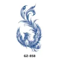 Blue phoenix herbal juice half-arm tattoo sticker waterproof temporary body art decal - GZ-858
