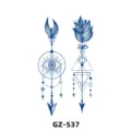 Autocollant de tatouage temporaire au jus de plante bleu, motif de plume et flèche géométrique. - GZ-537 / 180X110MM