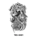 Autocollant de tatouage temporaire masque Hannya japonais, croquis noir et blanc bras tatouage. - TBS-8481 Hannya et Pivoine