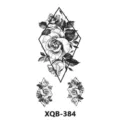 Autocollant de tatouage de rose géométrique noir et blanc imperméable pour art corporel. - Rose Géométrique (XQB-384)