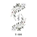 Autocollant de tatouage temporaire de bois de cerf floral avec des fleurs blanches. - T-191 / 60x105mm