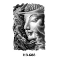 Black and white Buddha dragon half arm temporary tattoo sticker, stylish body art design. - HB-688 / 210*148mm