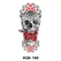 Waterproof temporary tattoo sticker with skull and rose design for body art decoration. - XQB-180 / 210x114mm
