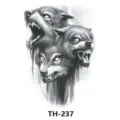 Three head wolf tattoo sticker temporary waterproof black sketch body art design TH237 - TH-237 / 210*148mm